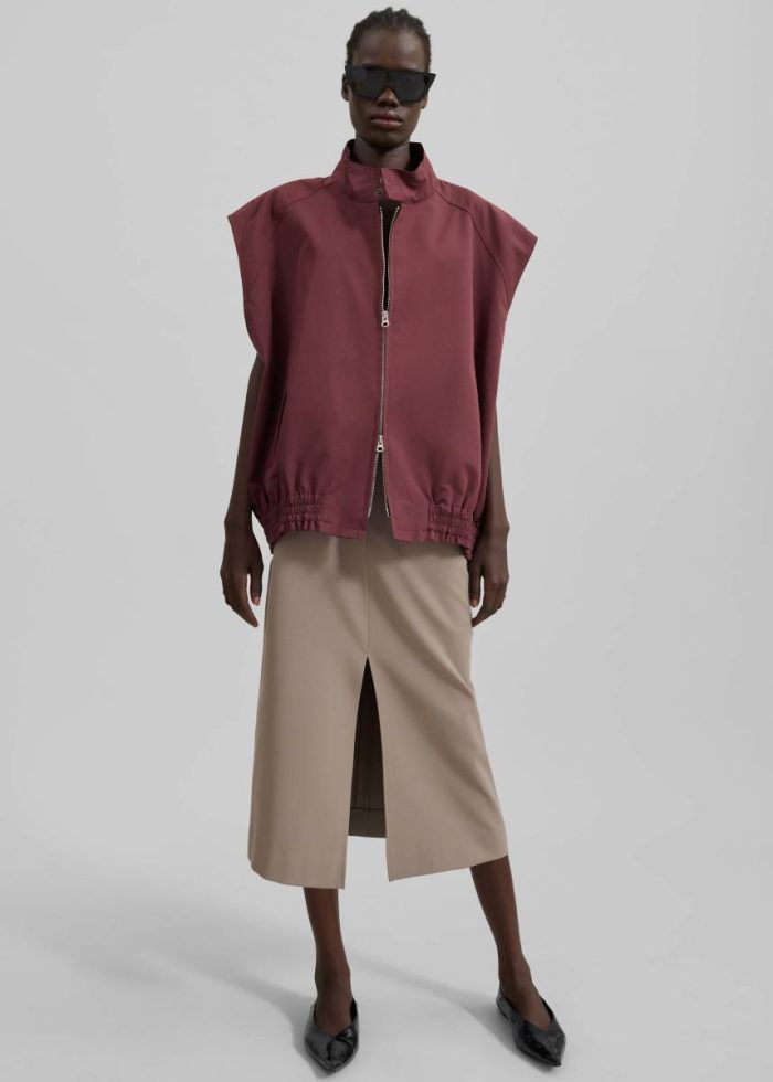 Lance Sleeveless Bomber Jacket - Burgundy Outerwear Red Women The Frankie Shop