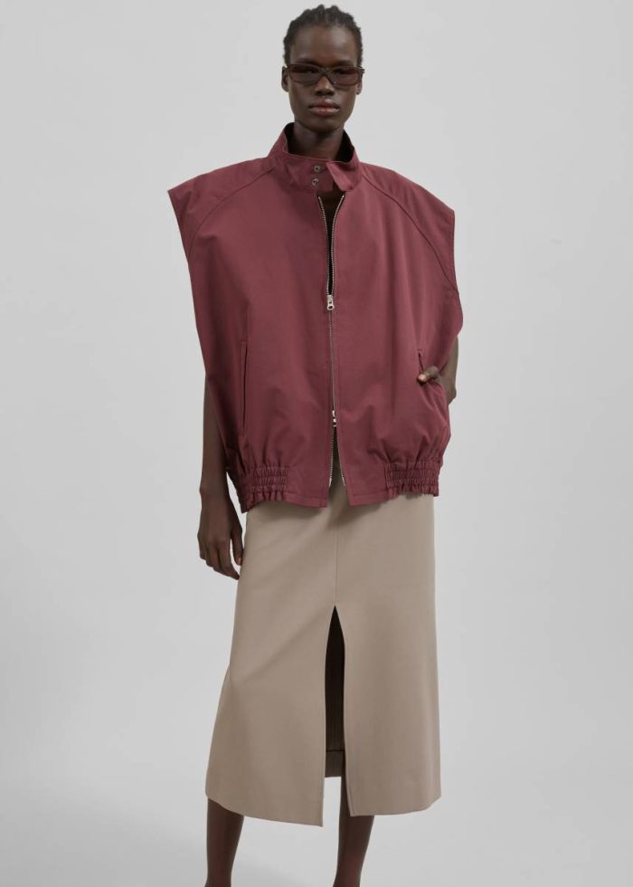 Lance Sleeveless Bomber Jacket - Burgundy Outerwear Red Women The Frankie Shop