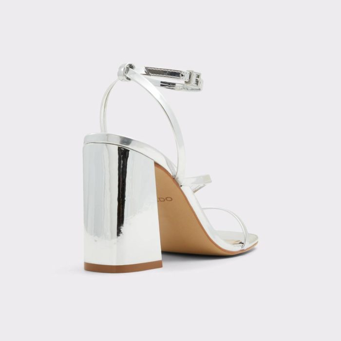 Laurader Silver Women's Block Heels Women Silver Heels Aldo