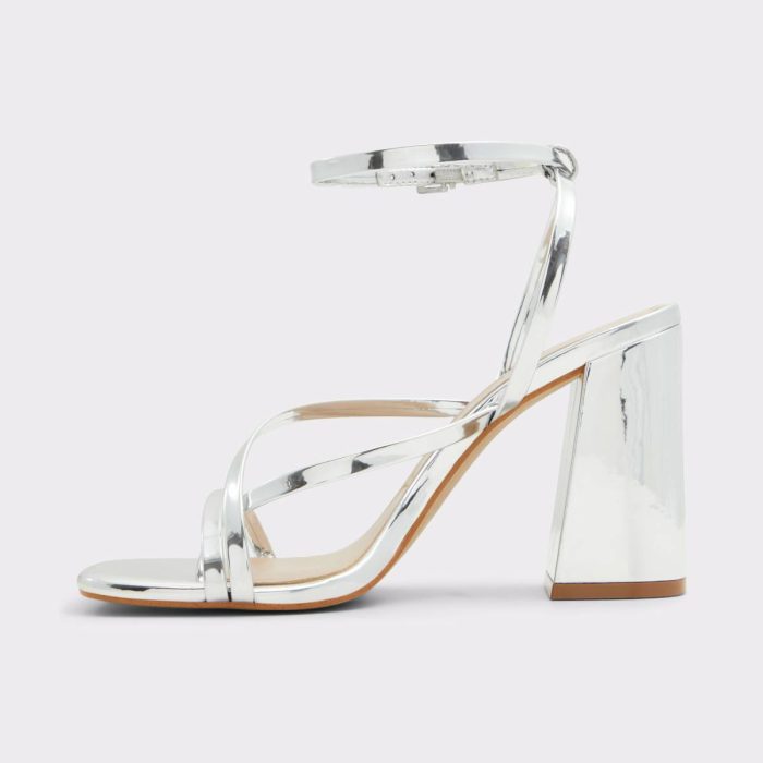 Laurader Silver Women's Block Heels Women Silver Heels Aldo