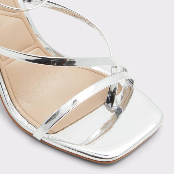 Laurader Silver Women's Block Heels Women Silver Heels Aldo