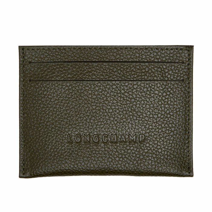 Le Foulonné Card Holder Khaki - Leather Khaki Cardholders & Coin Purses Longchamp Women