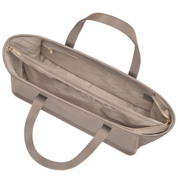 Le Foulonné L Tote Bag Turtledove - Leather Longchamp Women Leather Bags Turtledove