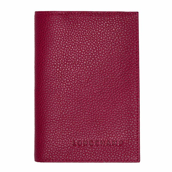 Le Foulonné Passport Cover Beetroot - Leather Beetroot Women Pouches & Cases Longchamp