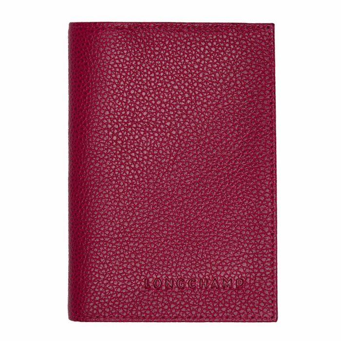 Le Foulonné Passport Cover Beetroot - Leather Beetroot Women Pouches & Cases Longchamp