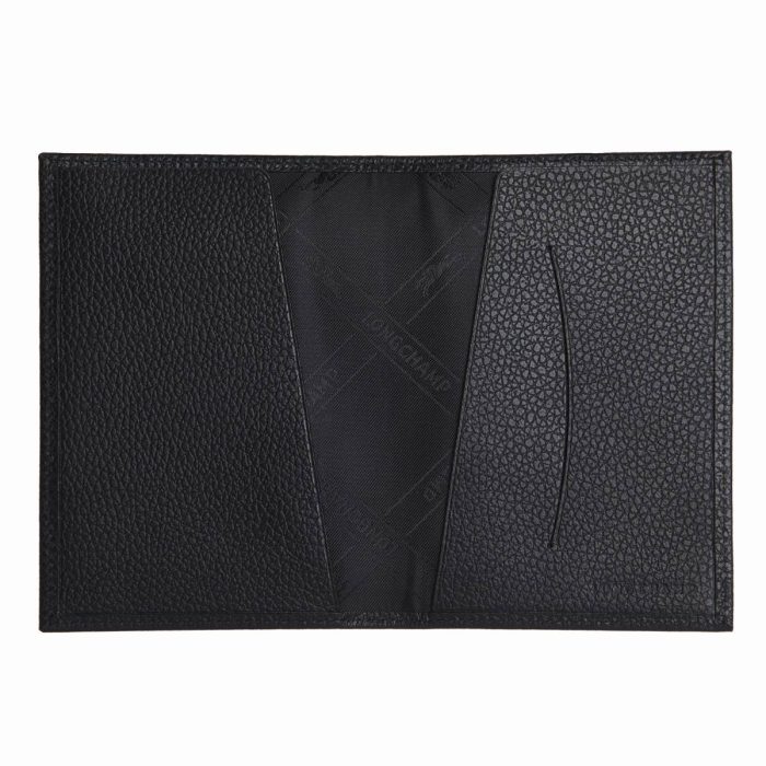 Le Foulonné Passport Cover Black - Leather Black Longchamp Pouches & Cases Women