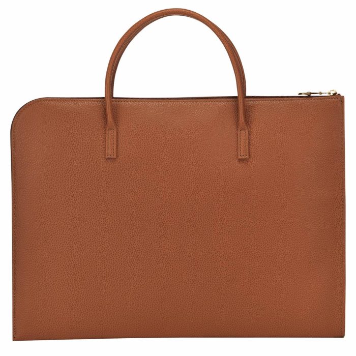 Le Foulonné S Briefcase Caramel - Leather Leather Bags Women Longchamp Caramel