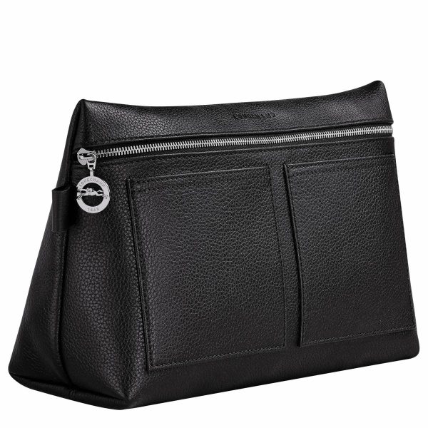 Le Foulonné Toiletry Case Black - Leather Longchamp Toiletry Bags Women Black