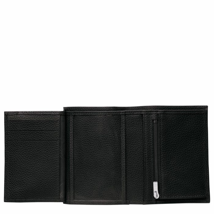 Le Foulonné Wallet Black - Leather Longchamp Black Women Wallets