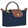 Le Pliage Original Pouch With Handle Navy - Recycled Canvas Women Navy Pouches & Cases Longchamp