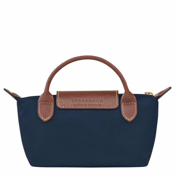 Le Pliage Original Pouch With Handle Navy - Recycled Canvas Women Navy Pouches & Cases Longchamp