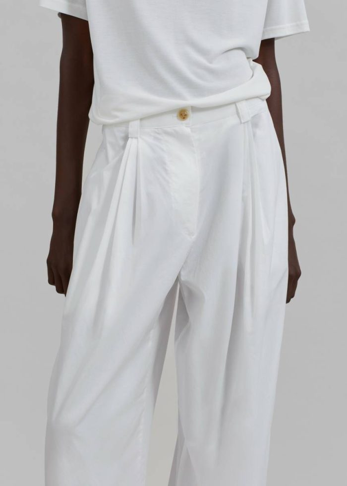 Lea Cotton Trousers - White White The Frankie Shop Women Bottoms