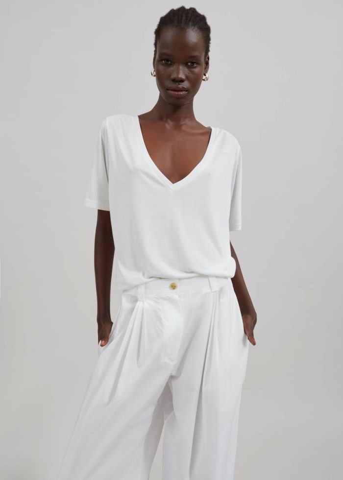 Lea Cotton Trousers - White White The Frankie Shop Women Bottoms
