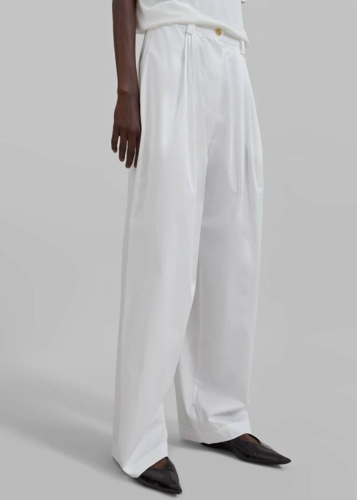 Lea Cotton Trousers - White White The Frankie Shop Women Bottoms