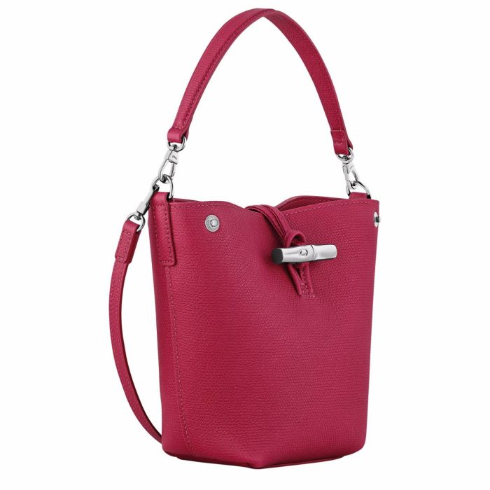 Leather Bags Beetroot Women Longchamp Le Roseau Xs Bucket Bag Beetroot - Leather