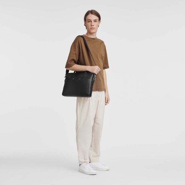 Leather Bags Longchamp Sur Seine Briefcase Black - Leather Men Black