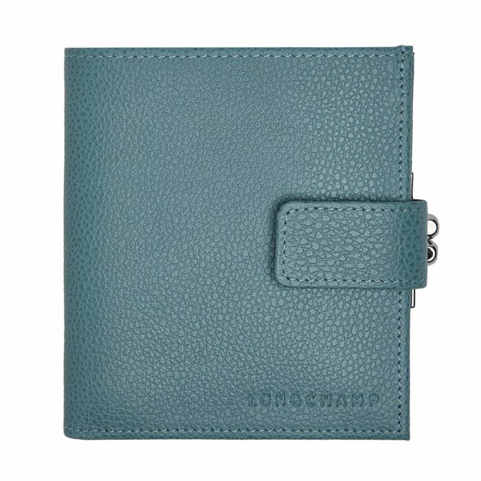 Leather Wallets Le Foulonné Compact Wallet Eucalyptus - Leather Women Longchamp Eucalyptus