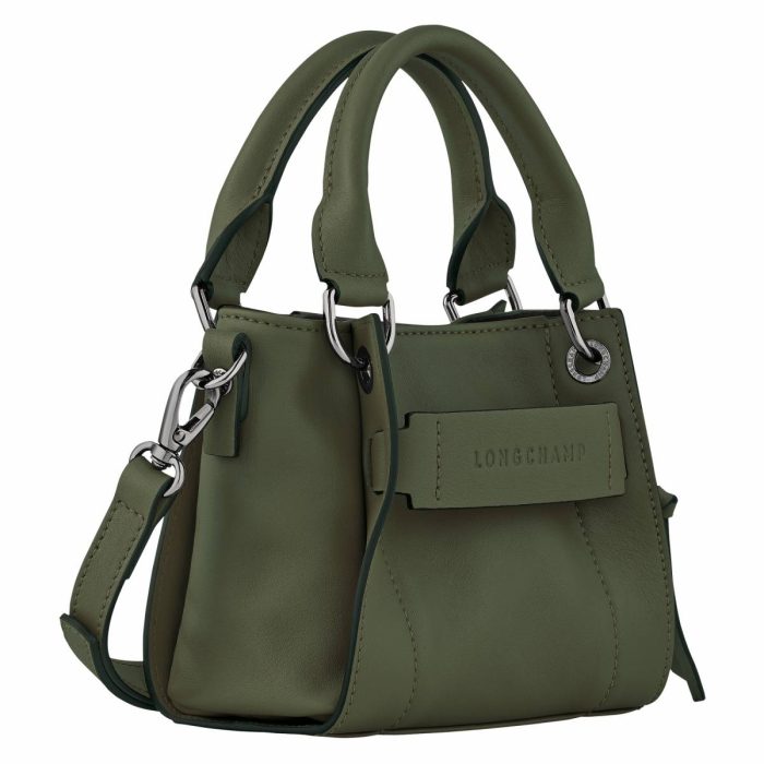 Longchamp 3D Xs Handbag Khaki - Leather Women Khaki Leather Bags