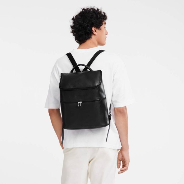 Longchamp Black Leather Bags Le Foulonné Backpack Black - Leather Women