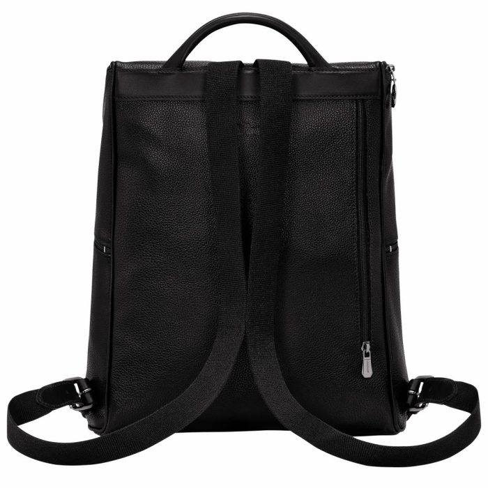 Longchamp Black Leather Bags Le Foulonné Backpack Black - Leather Women