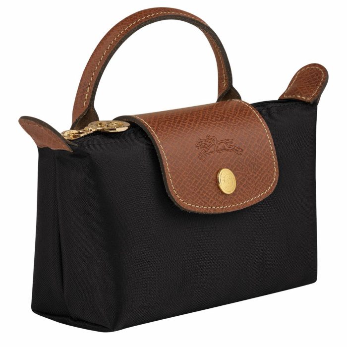Longchamp Black Pouches & Cases Le Pliage Original Pouch With Handle Black - Recycled Canvas Women