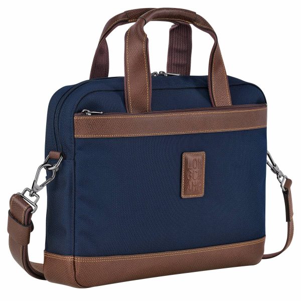 Longchamp Blue Men Briefcase Boxford S Briefcase Blue - Recycled Canvas