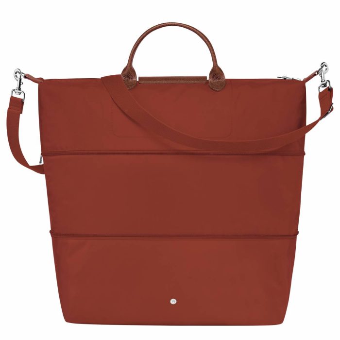 Longchamp Le Pliage Green Travel Bag Expandable Chestnut - Recycled Canvas Chestnut Women Travel Bags