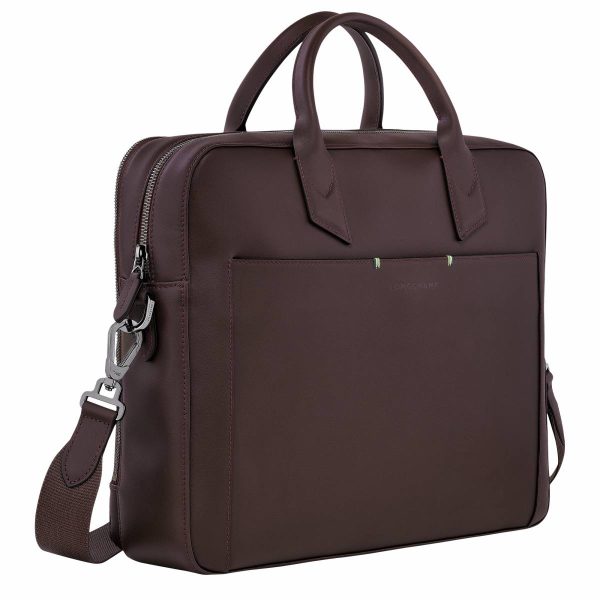 Longchamp Sur Seine M Briefcase Mocha - Leather Leather Bags Mocha Men