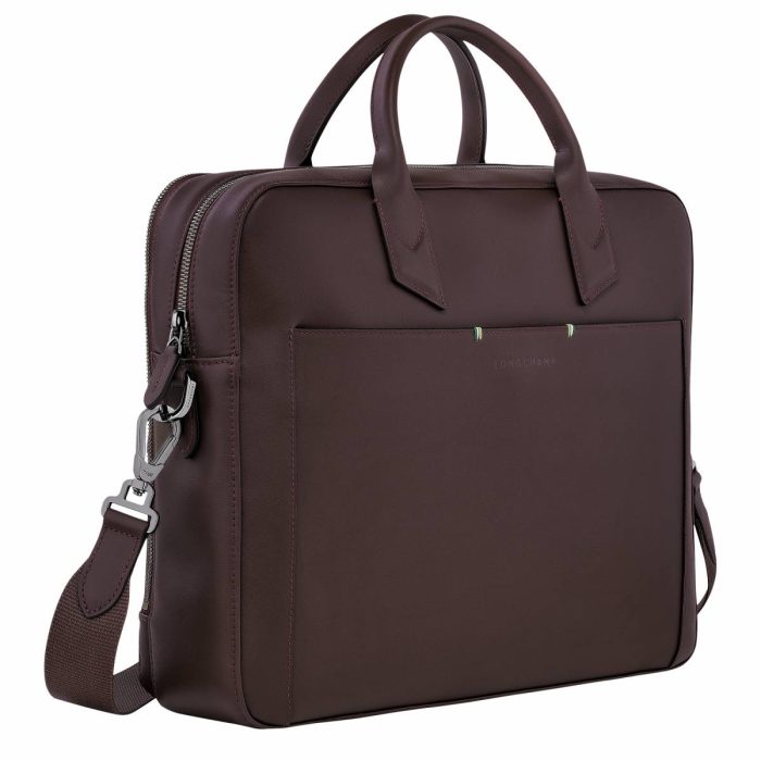 Longchamp Sur Seine M Briefcase Mocha - Leather Leather Bags Mocha Men