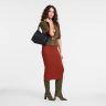 Longchamp Women Black Le Foulonné M Hobo Bag Black - Leather Leather Bags