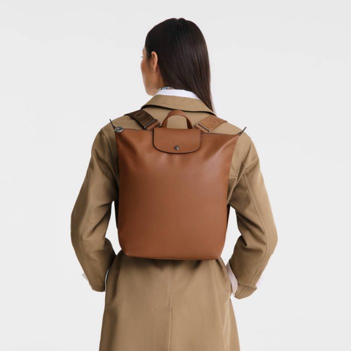 Longchamp Women Cognac Leather Bags Le Pliage Xtra M Backpack Cognac - Leather