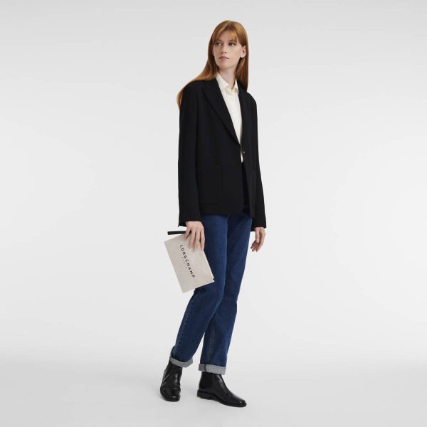 Longchamp Women Ecru Pouches & Cases Essential Pouch Ecru - Canvas