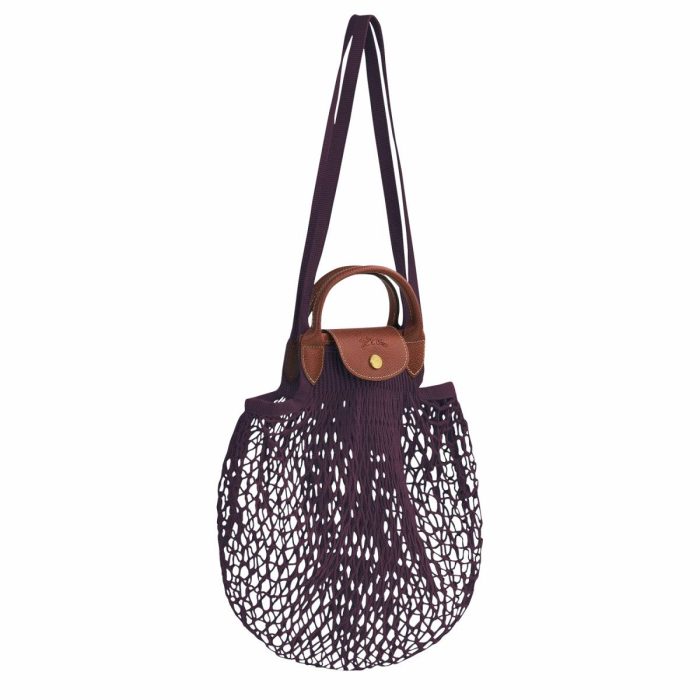 Longchamp Women Le Pliage Filet L Mesh Bag Eggplant - Canvas Handbags Eggplant