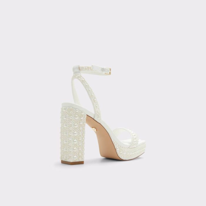 Lulu White Women's Strappy Sandals Heels Aldo Women White