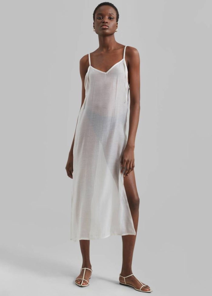 Madeline Sheer Midi Dress - Off White The Frankie Shop Dresses Women White
