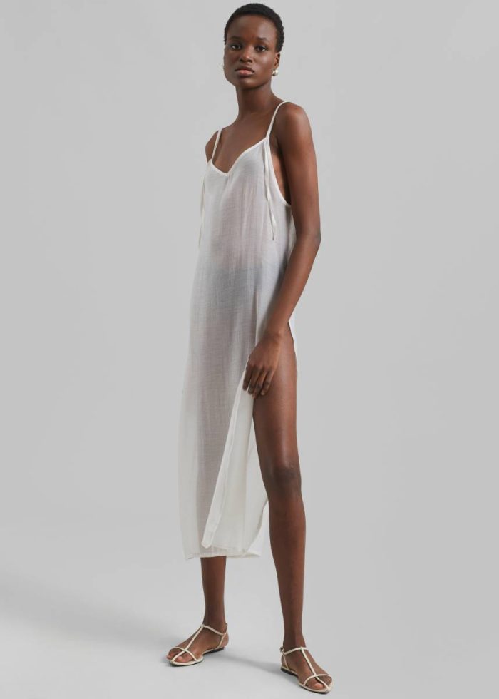 Madeline Sheer Midi Dress - Off White The Frankie Shop Dresses Women White