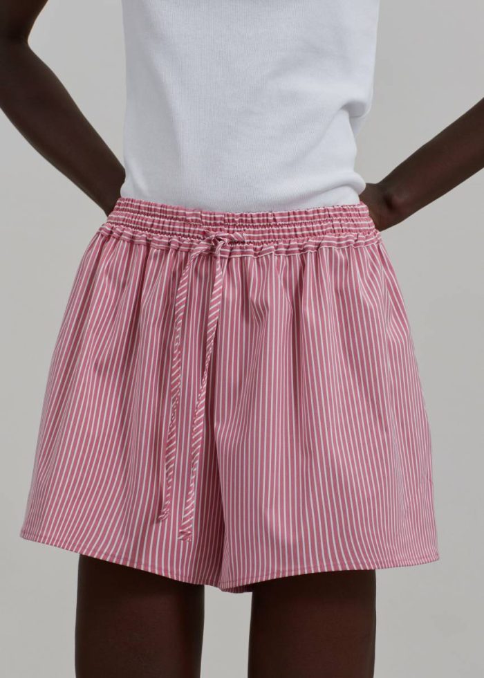 Mai Boxer Shorts - Red/White Stripe Red Women The Frankie Shop Bottoms