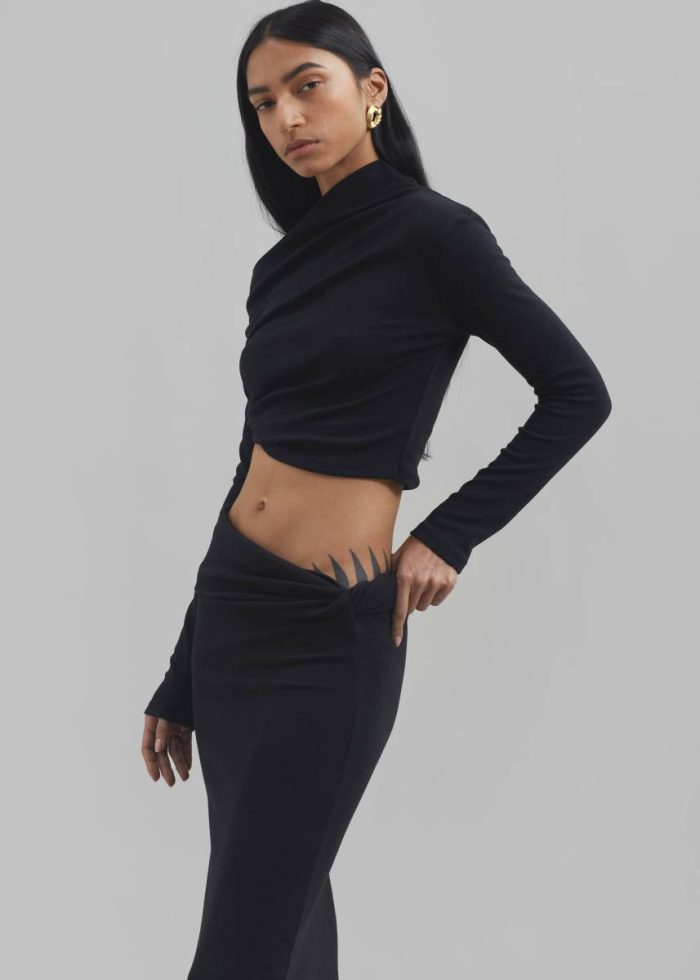 Margot Asymmetric Top - Black Women Black Tops The Frankie Shop