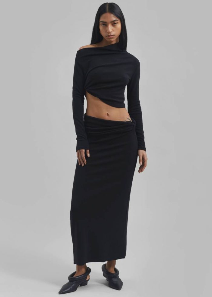 Margot Asymmetric Top - Black Women Black Tops The Frankie Shop