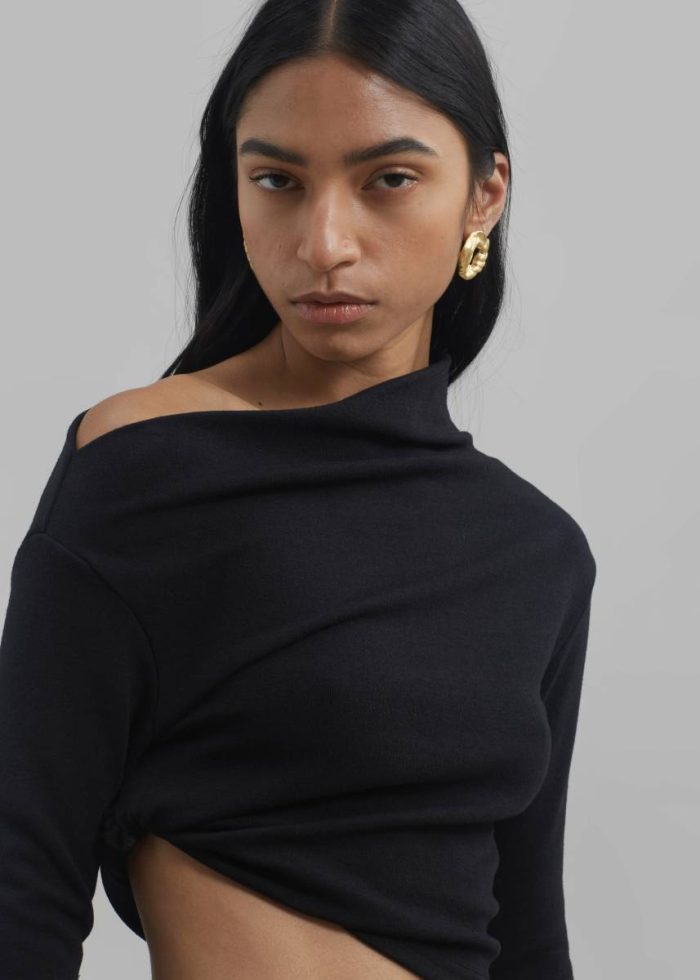 Margot Asymmetric Top - Black Women Black Tops The Frankie Shop