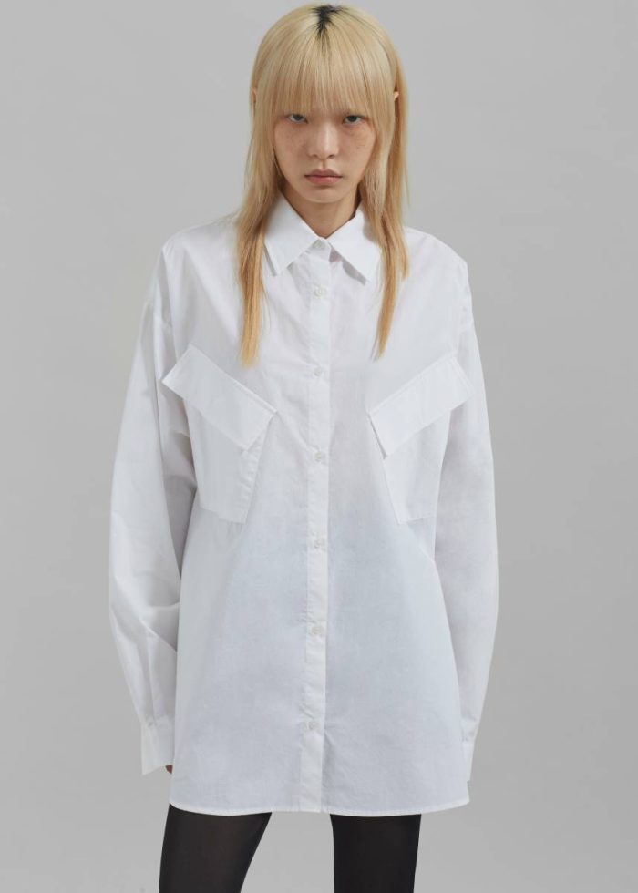 Marin Button Up Utility Shirt - White White Women The Frankie Shop Tops
