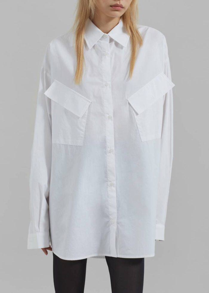 Marin Button Up Utility Shirt - White White Women The Frankie Shop Tops