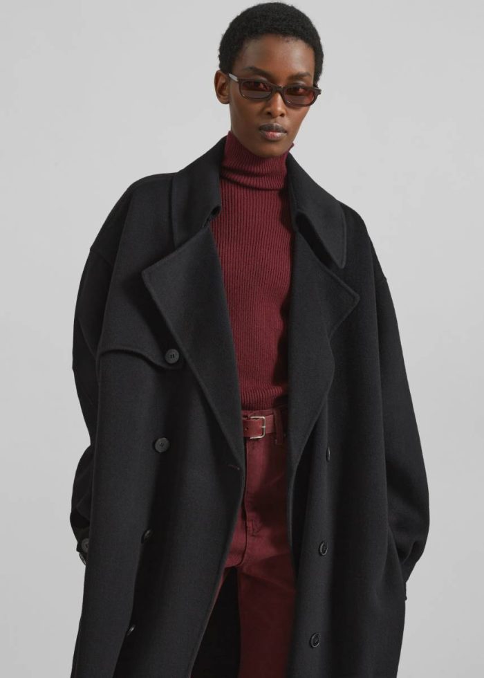 Mavis Long Coat - Black Women Outerwear Black The Frankie Shop