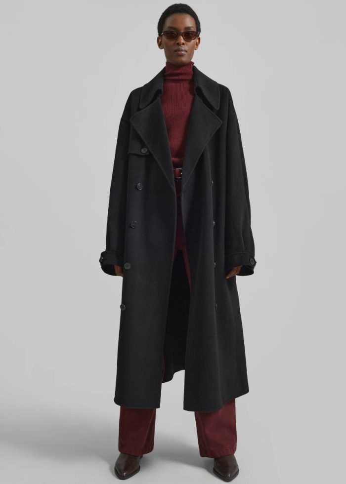 Mavis Long Coat - Black Women Outerwear Black The Frankie Shop