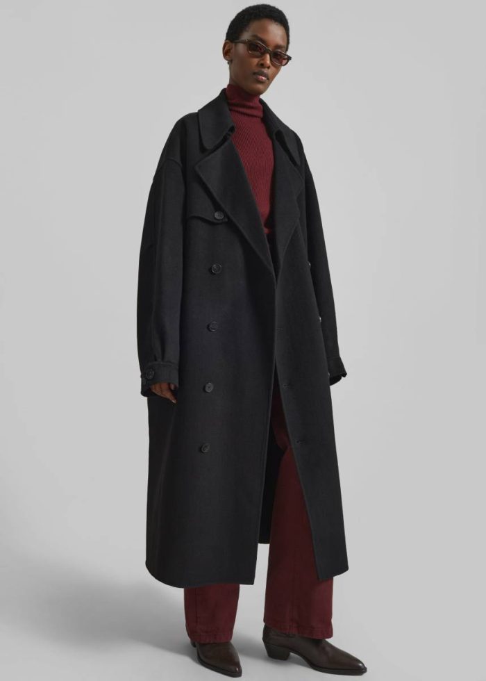 Mavis Long Coat - Black Women Outerwear Black The Frankie Shop