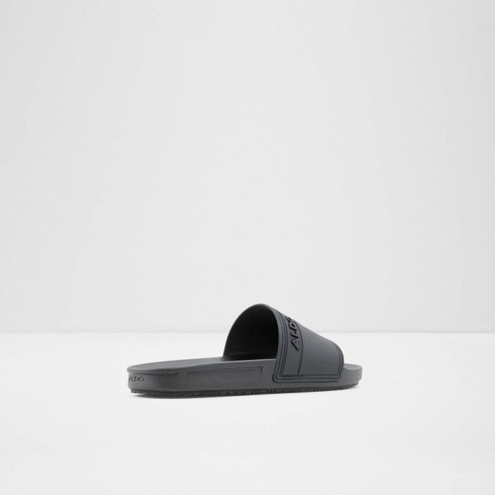 Men Aldo Dinmore Black Synthetic Rubber Men's Slides Black Synthetic Rubber Sandals & Slides