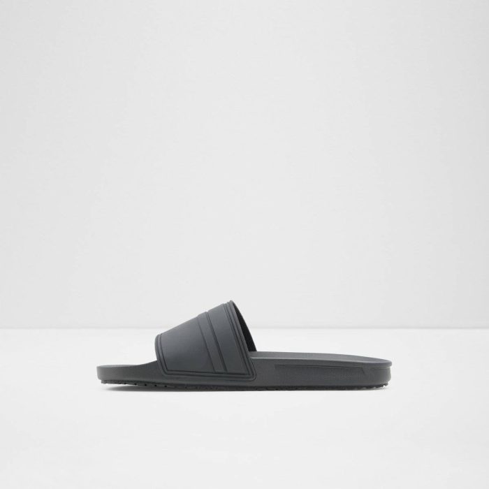 Men Aldo Dinmore Black Synthetic Rubber Men's Slides Black Synthetic Rubber Sandals & Slides