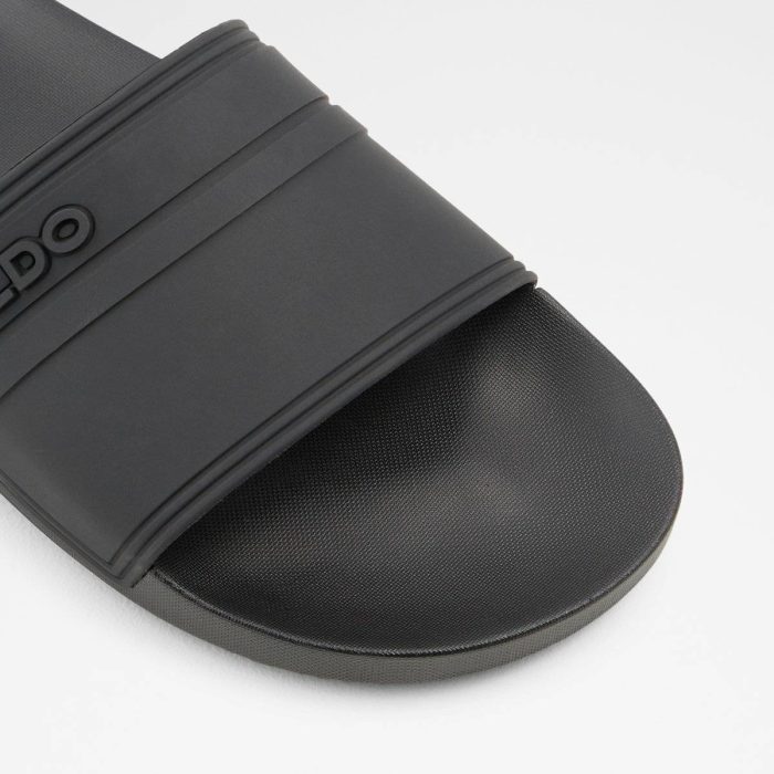 Men Aldo Dinmore Black Synthetic Rubber Men's Slides Black Synthetic Rubber Sandals & Slides