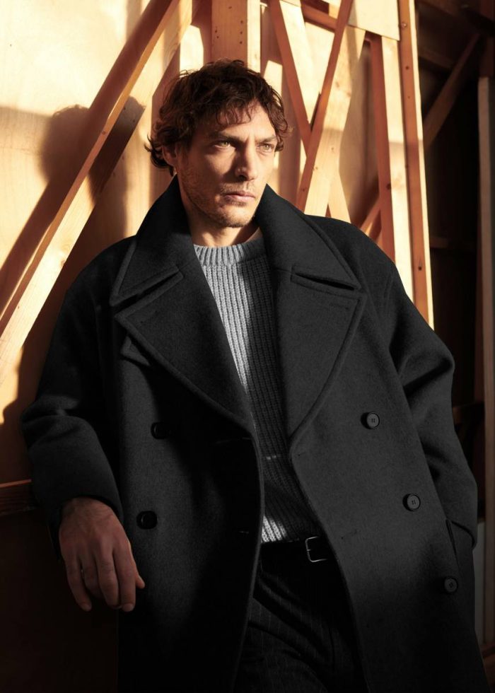 Men Black Cooper Wool Peacoat - Black Outerwear The Frankie Shop