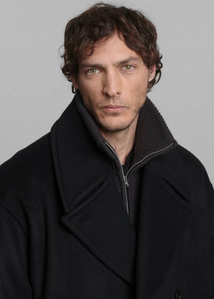 Men Black Cooper Wool Peacoat - Black Outerwear The Frankie Shop